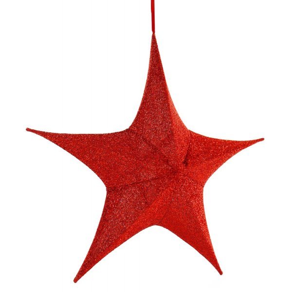 Χριστουγεννιάτικo Υφασμάτινo Αστέρι Οροφής, Κόκκινο (40cm)